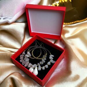 Pannee Rose Quartz Beaded Sterling Silver‎ Artisan Earrings cream Drop Modernist